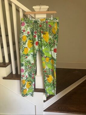 Tropical Floral Print Chinos - Green